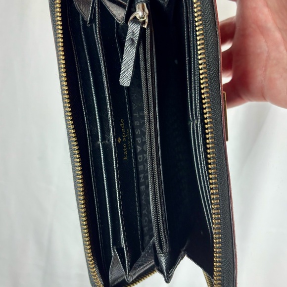 Kate Spade Red Plaid Zip Around Wallet - Large - Designer Long Wallet 8” x 4” - Picture 7 of 10